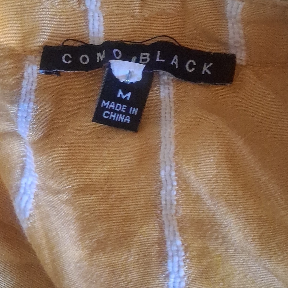 Como Black Yellow Striped Peplum Blouse Size M - Picture 4 of 4
